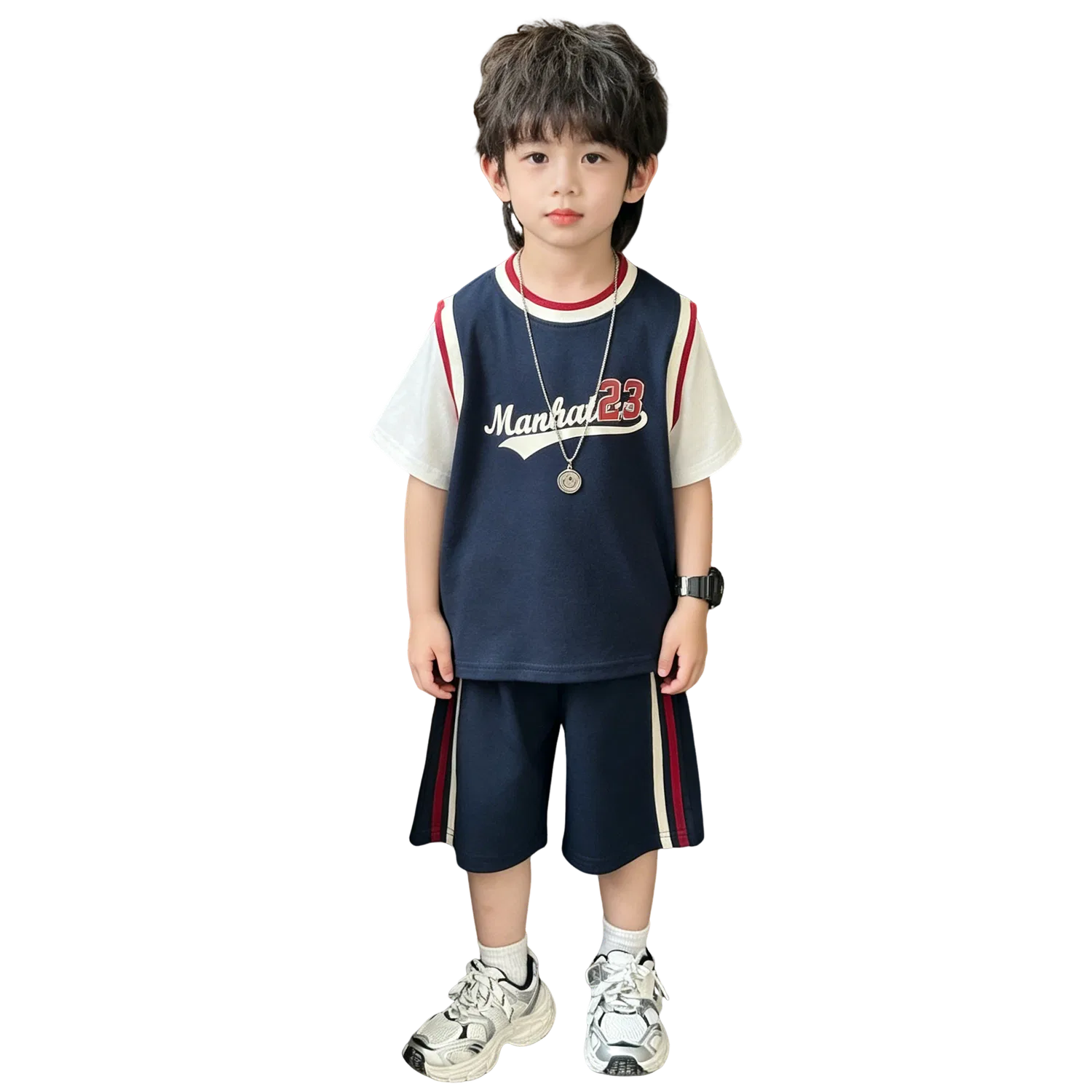 Детский комплект спортивной одежды с коротким рукавом Lanza, Цвет Navy Blue