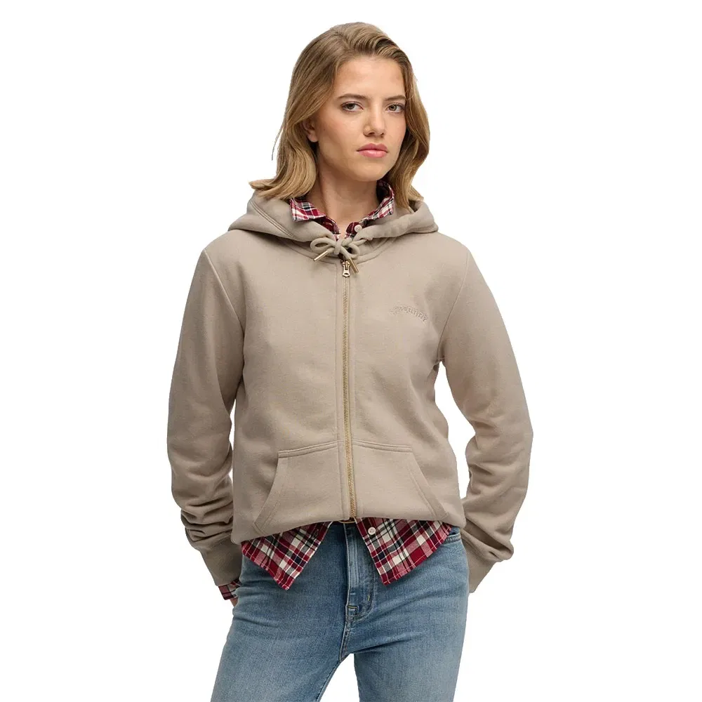 Худи на молнии Superdry Essential Logo, бежевый