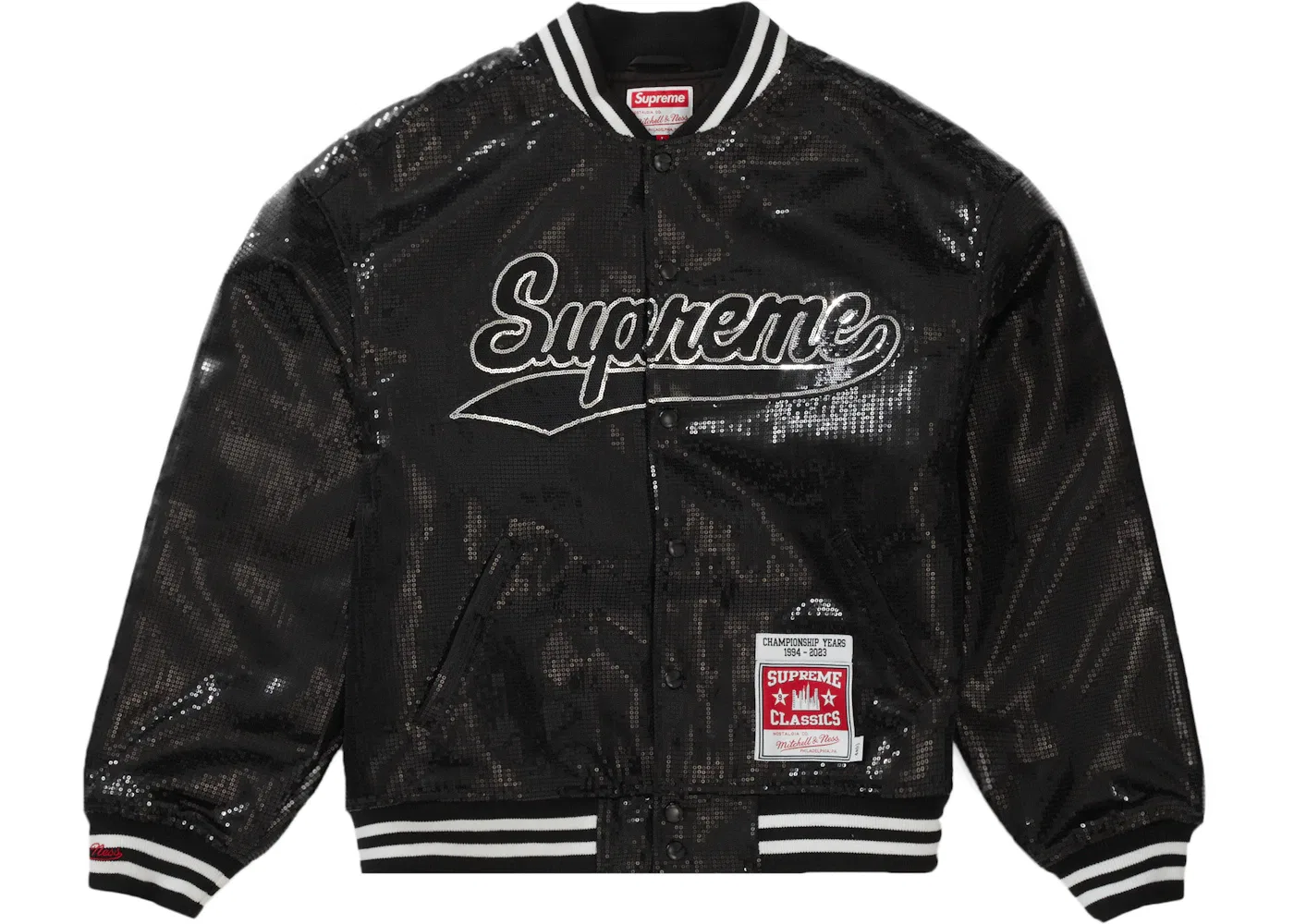 Мужская куртка с пайетками Mitchell & Ness Supreme, Black