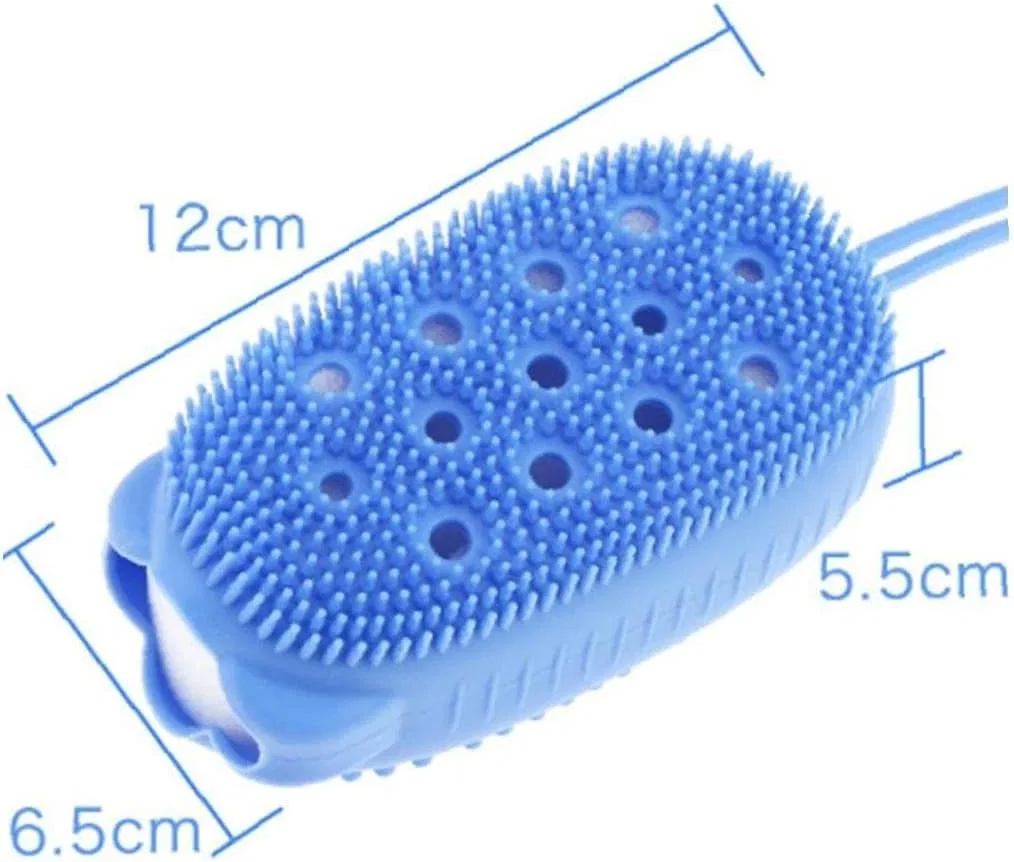 Щетка для тела силиконовая двусторонняя Ruluti, 12x5.5x6.5 см, Blue — фото 3