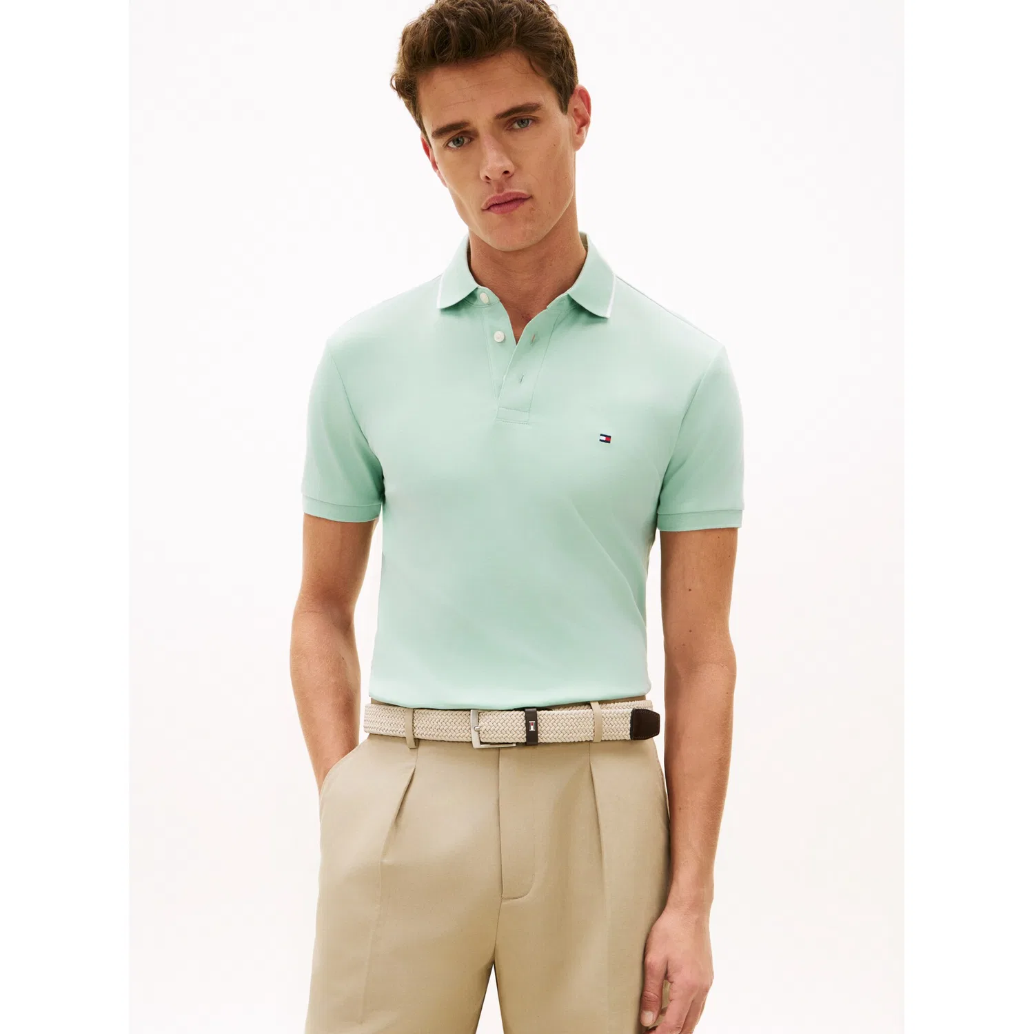 Мужское slim-fit поло с коротким рукавом Tommy Hilfiger, Crushed Mint