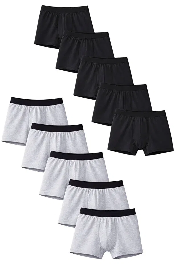 Детские боксеры для мальчиков хлопковые 10 шт Basics Freemen, Black-Gray
