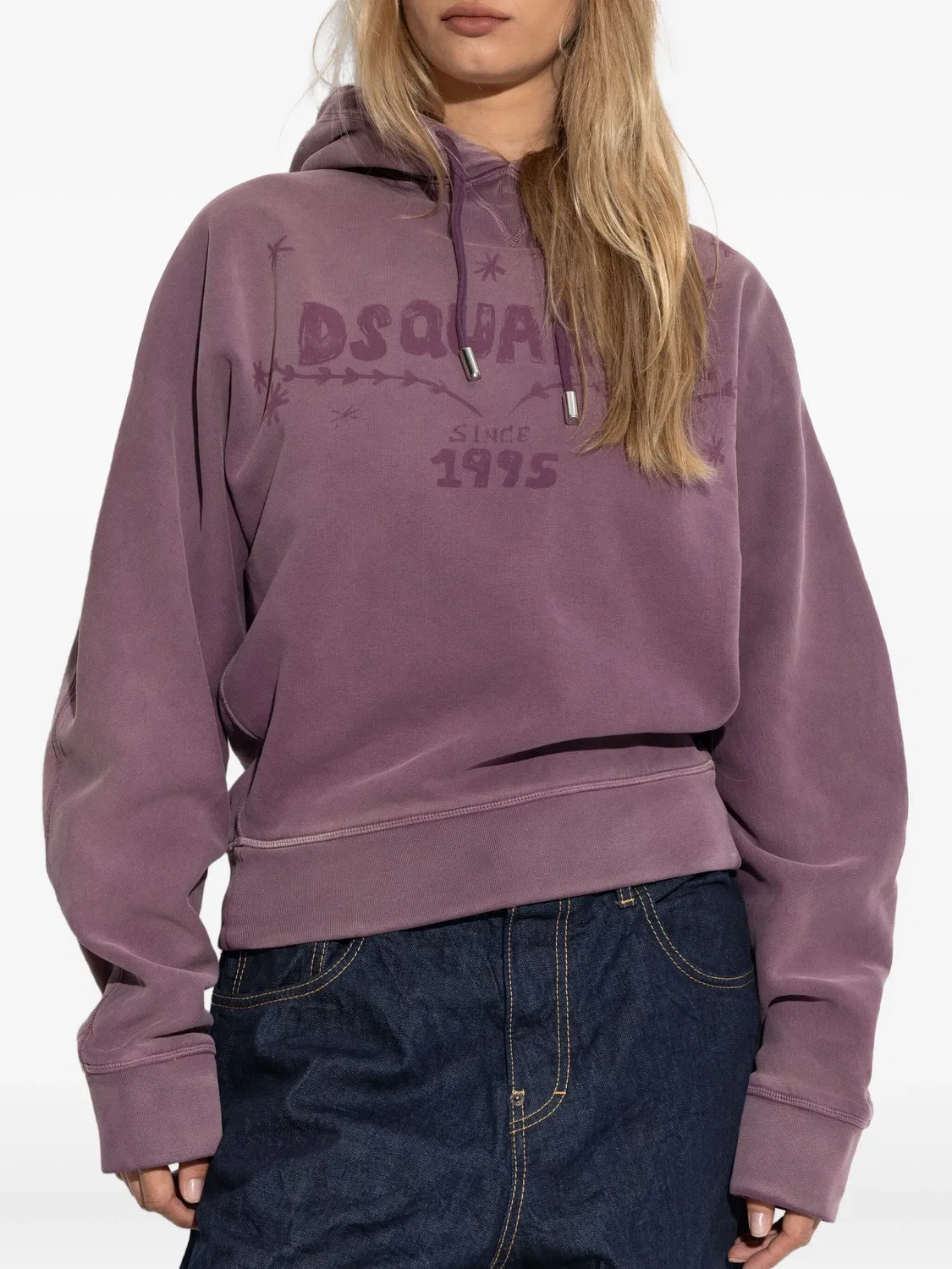 Свитшот с капюшоном и логотипом DSQUARED2, лаванда — фото 4