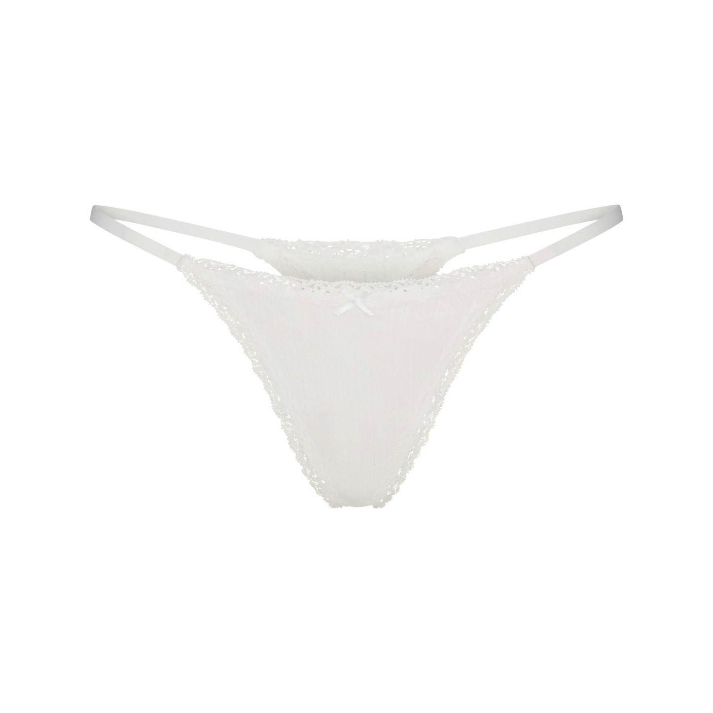 

Трусы-стринги Skims Lightweight Cotton Pointelle Lace, белый