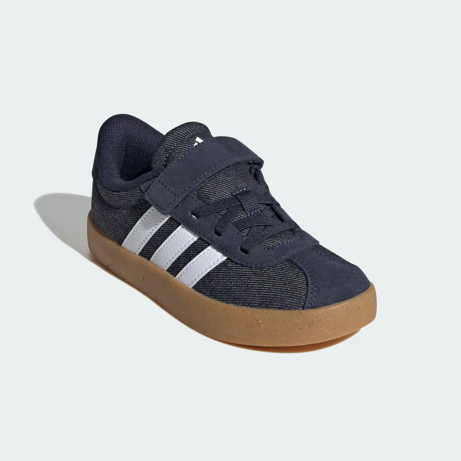 Детские кроссовки с ремешками VL Court 3.0 Kids Adidas, Petrolblau Weiss Braun — фото 4