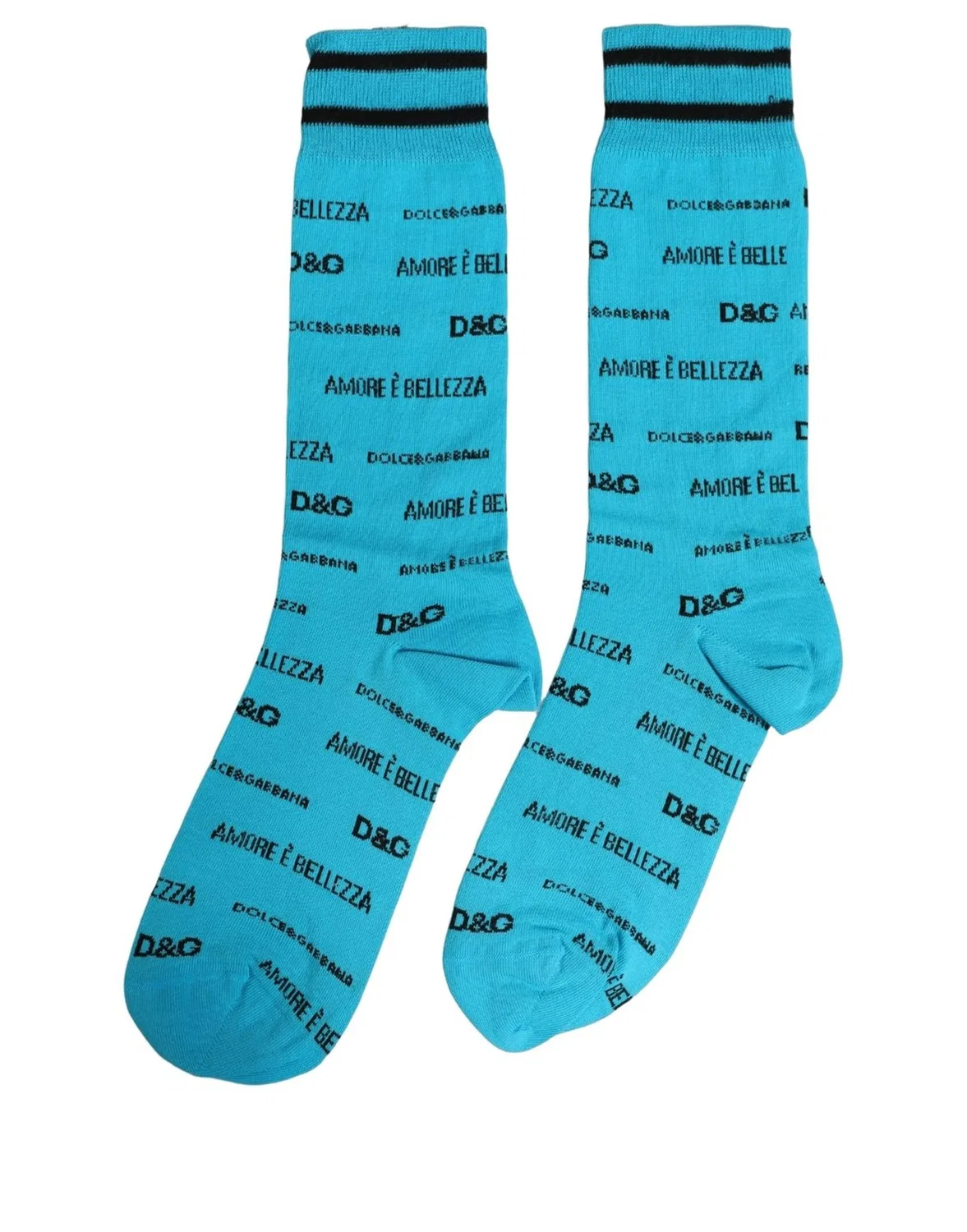 Женские носки с логотипом Mid Calf Dolce & Gabbana, Light Blue — фото 2