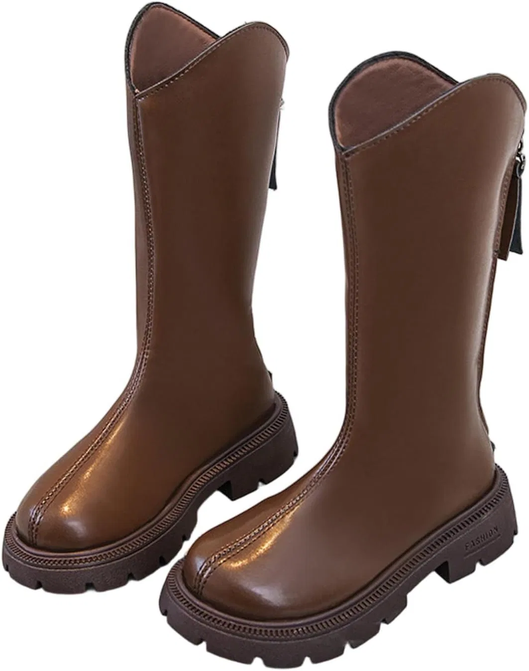 Детские сапоги для девочек с молнией сзади Zzalalana, Brown