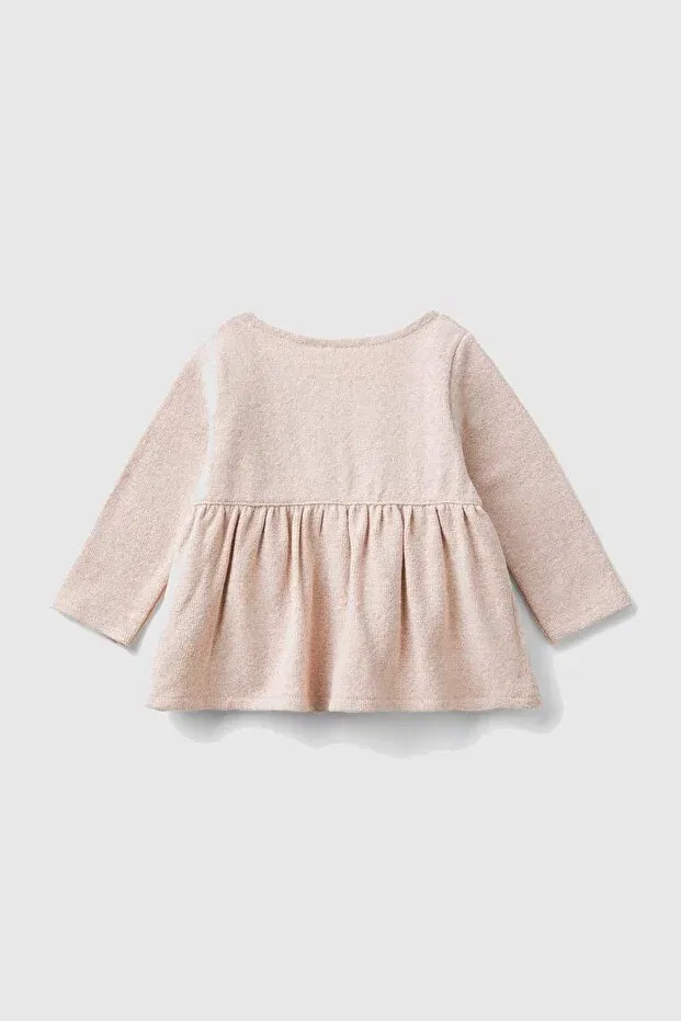 Детское платье для девочек с длинным рукавом United Colors Of Benetton, Light Pink — фото 2