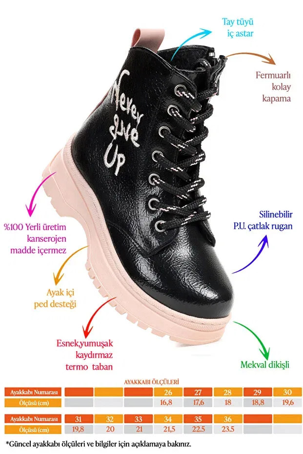 Детские ботинки для девочек с термоподошвой Kiko Kids, Black - Powder — фото 3