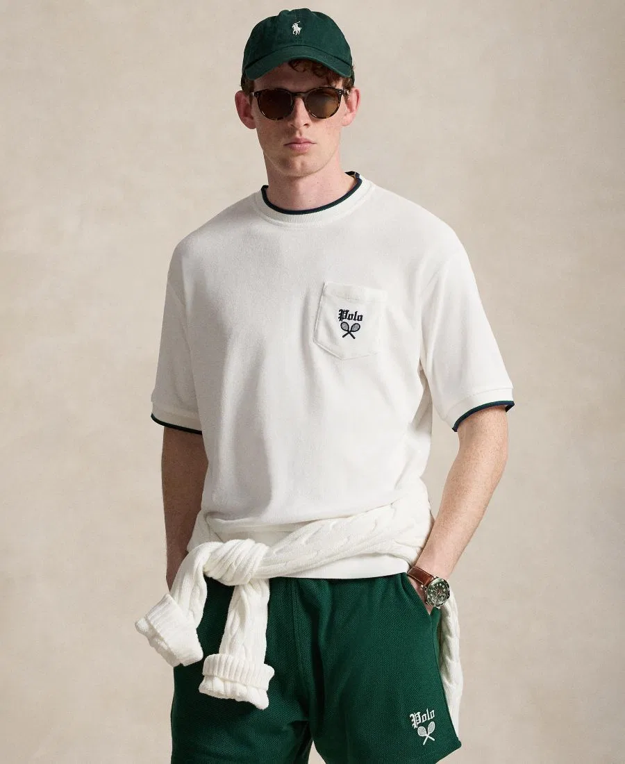 Футболка с коротким рукавом из махровой ткани с вышивкой Polo Ralph Lauren, White