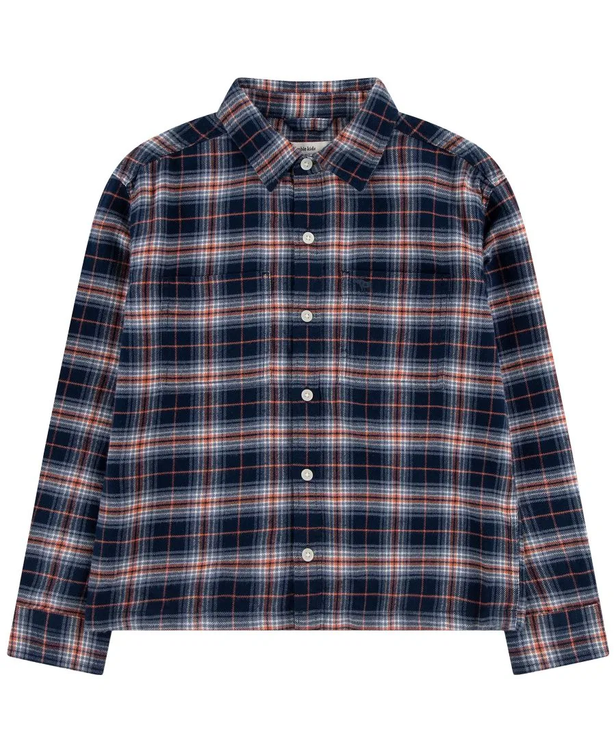 Фланелевая рубашка с длинным рукавом Coastal Local Flannel Plaid abercrombie kids, Navy