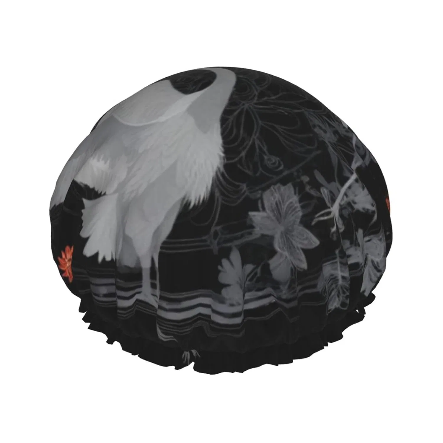 Шапочка для душа Asian Japanese Crane Pattern, ZSUUGJ, Black