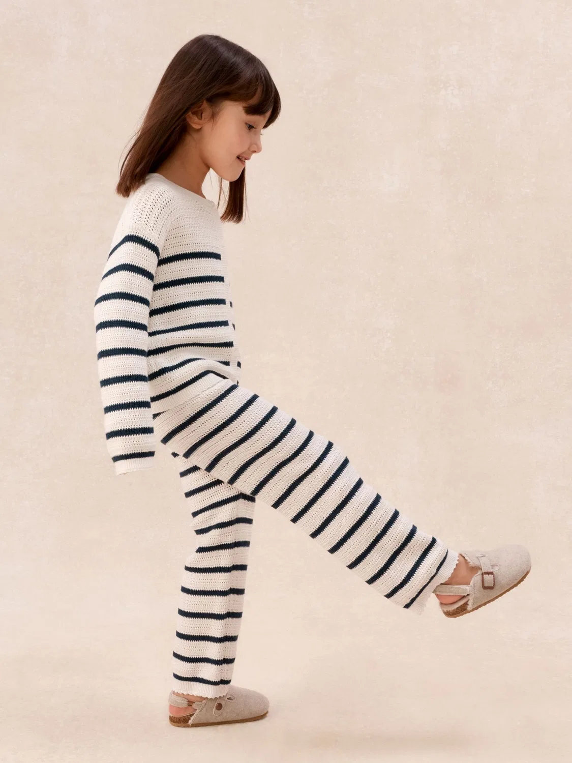 Комплект из кардигана и брюк, полосатый The White Company, белый — фото 2