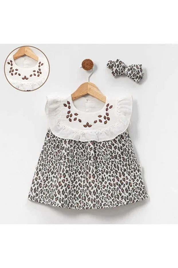 Детское платье для девочек с принтом Ahsen Alya Bebe Moda, Ecru — фото 2