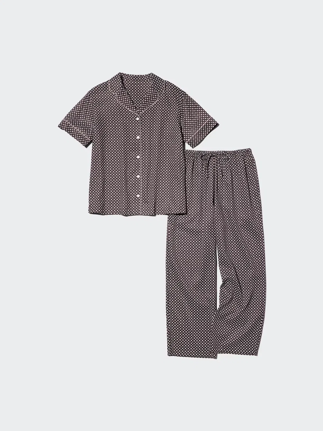 Пижама Атласная Uniqlo, с коротким рукавом, темно-коричневый — фото 3