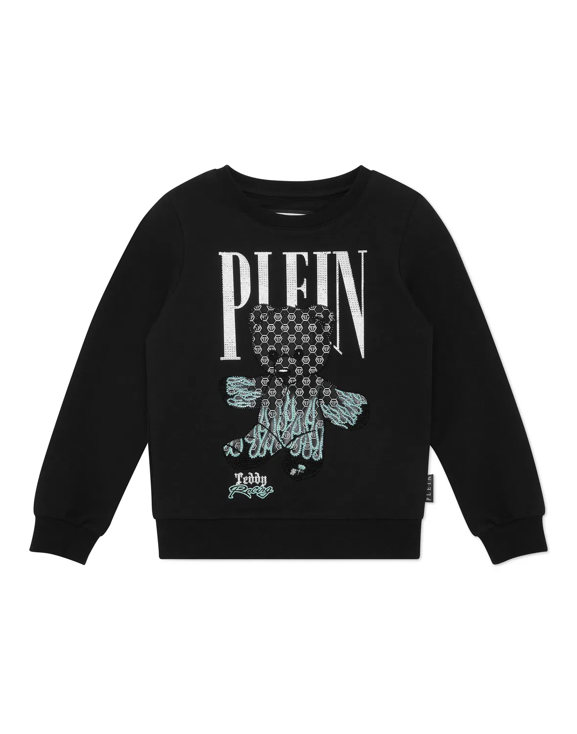 Детский свитшот для девочек с длинным рукавом и принтом Teddy Bear PHILIPP PLEIN, черный