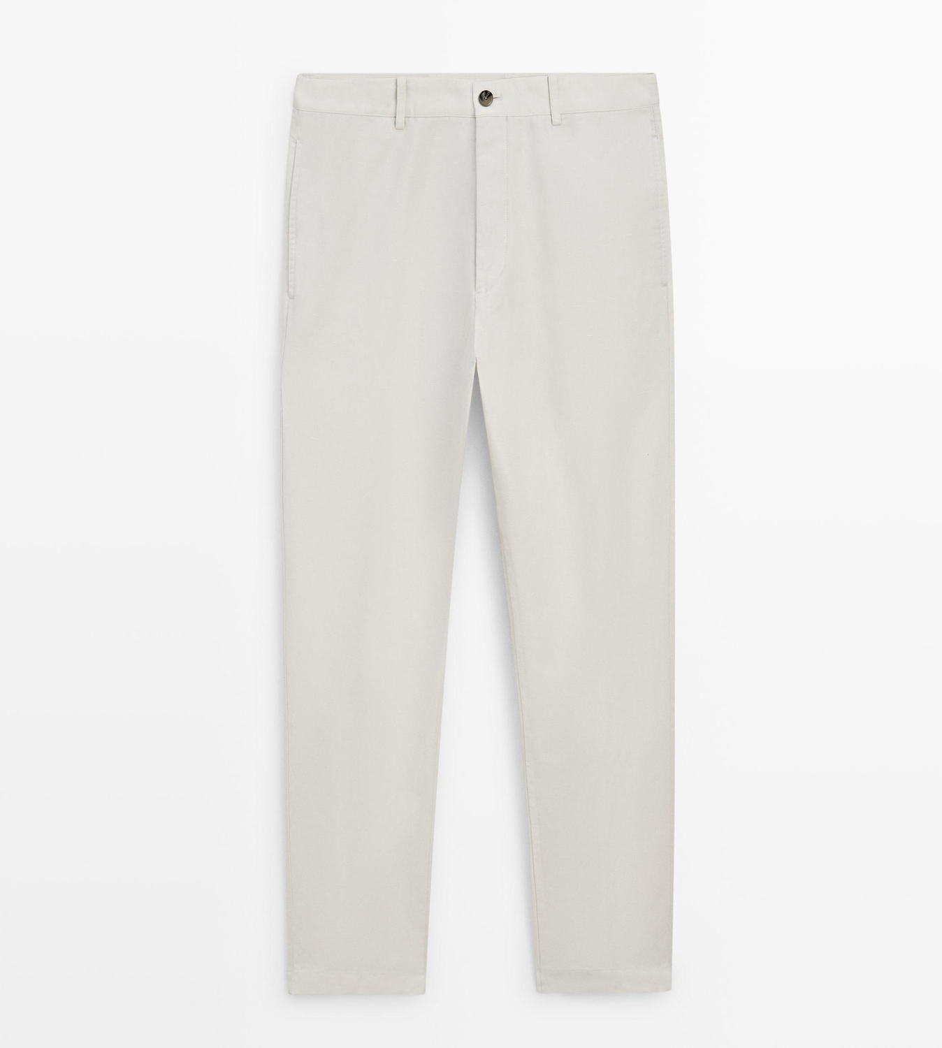 Брюки Massimo Dutti Cotton And Linen Tapered Fit, белый