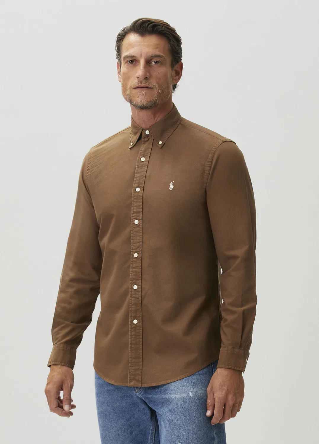 Рубашка Oxford Custom Fit Polo Ralph Lauren, brown — фото 3