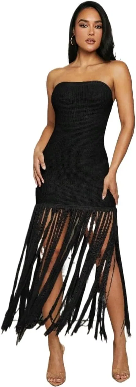 Женское мини-платье без бретелек Knitwear, Black