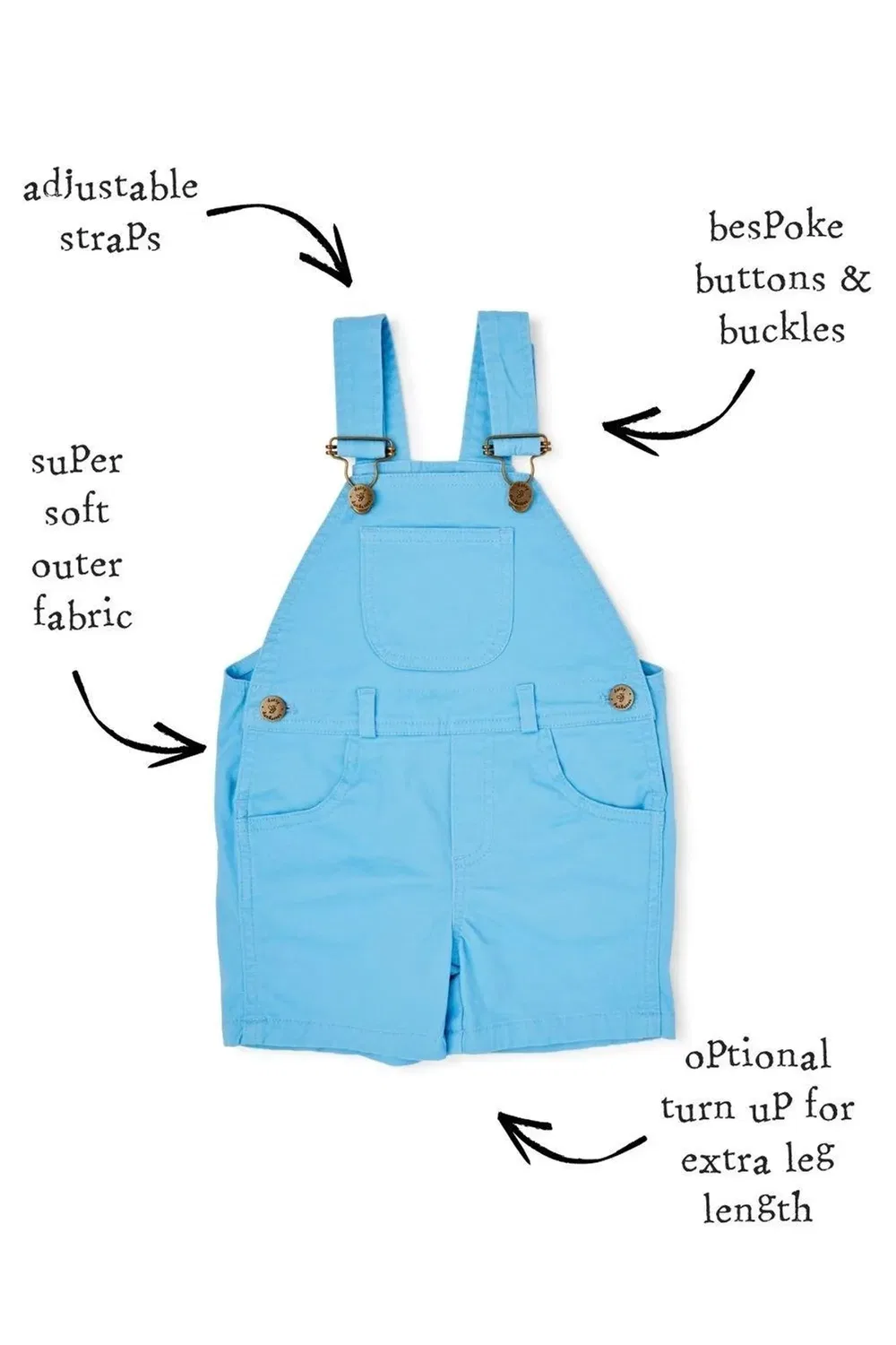 Детские джинсовые шорты-комбинезон Dotty Dungarees, Blue — фото 4