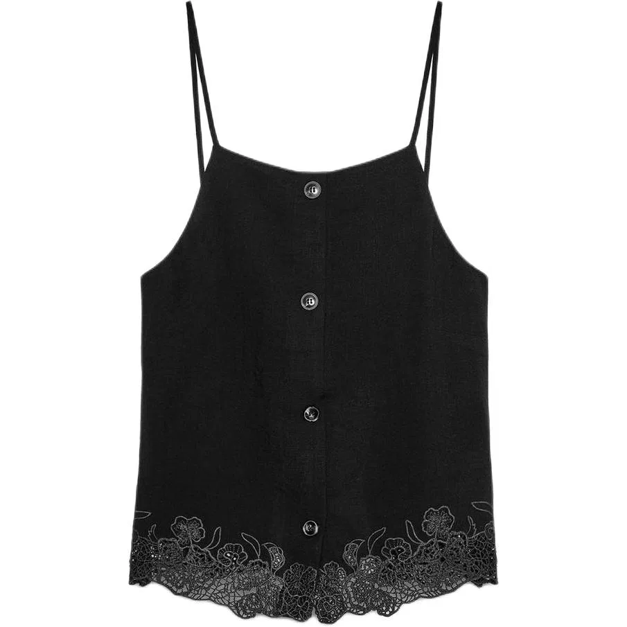 Женская майка на бретелях прямого кроя Black ZARA, Black