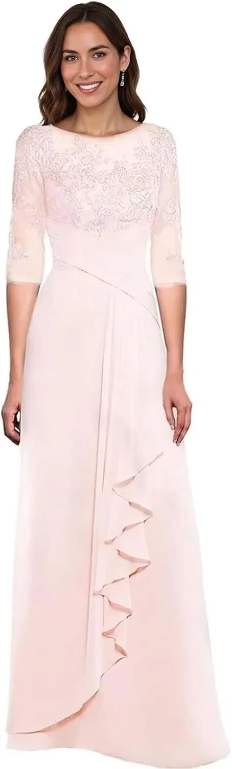 Женское длинное платье с кружевными аппликациями, Blush Pink