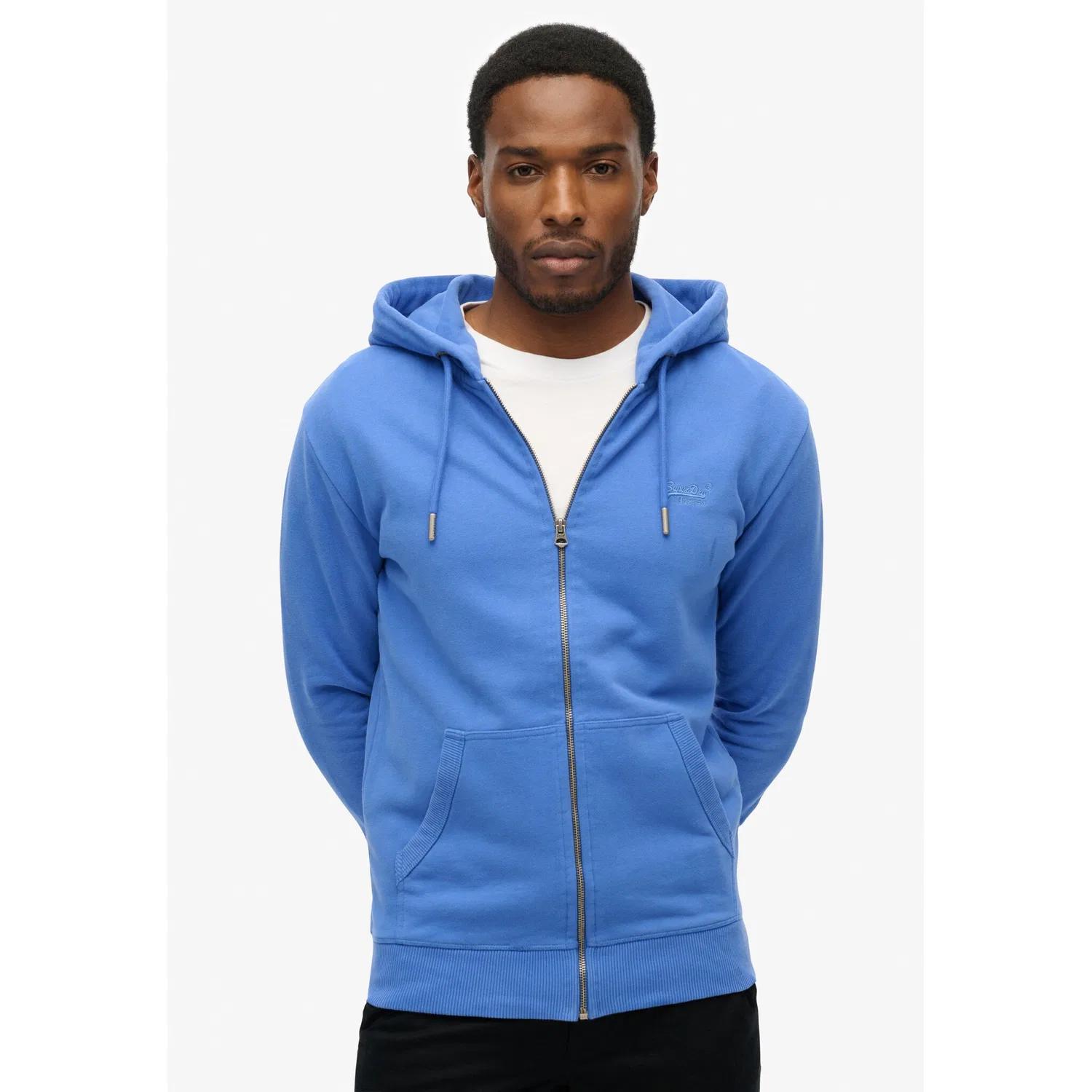 Мужской капюзонный толстовка-свитшот с логотипом Superdry, Chambray Blue