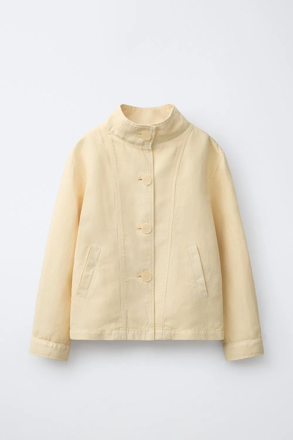 Куртка из хлопка и льна ZARA, Light Yellow