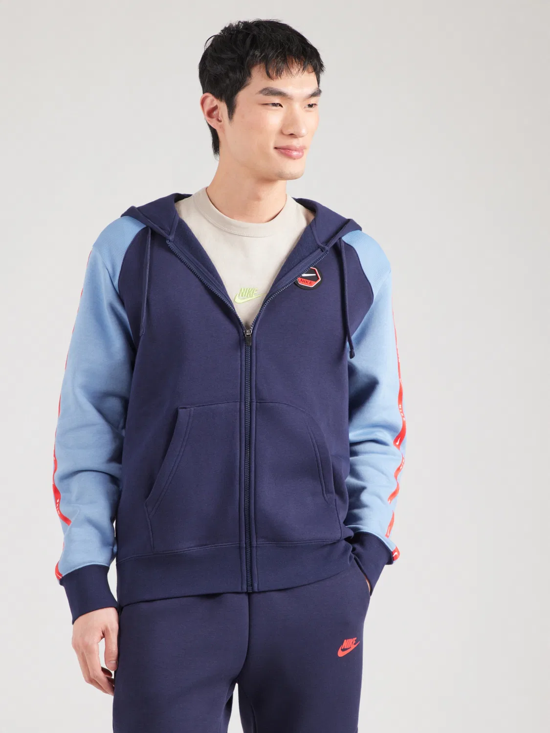 Толстовка на молнии Nike Sportswear, Navy/Light Blue — фото 3
