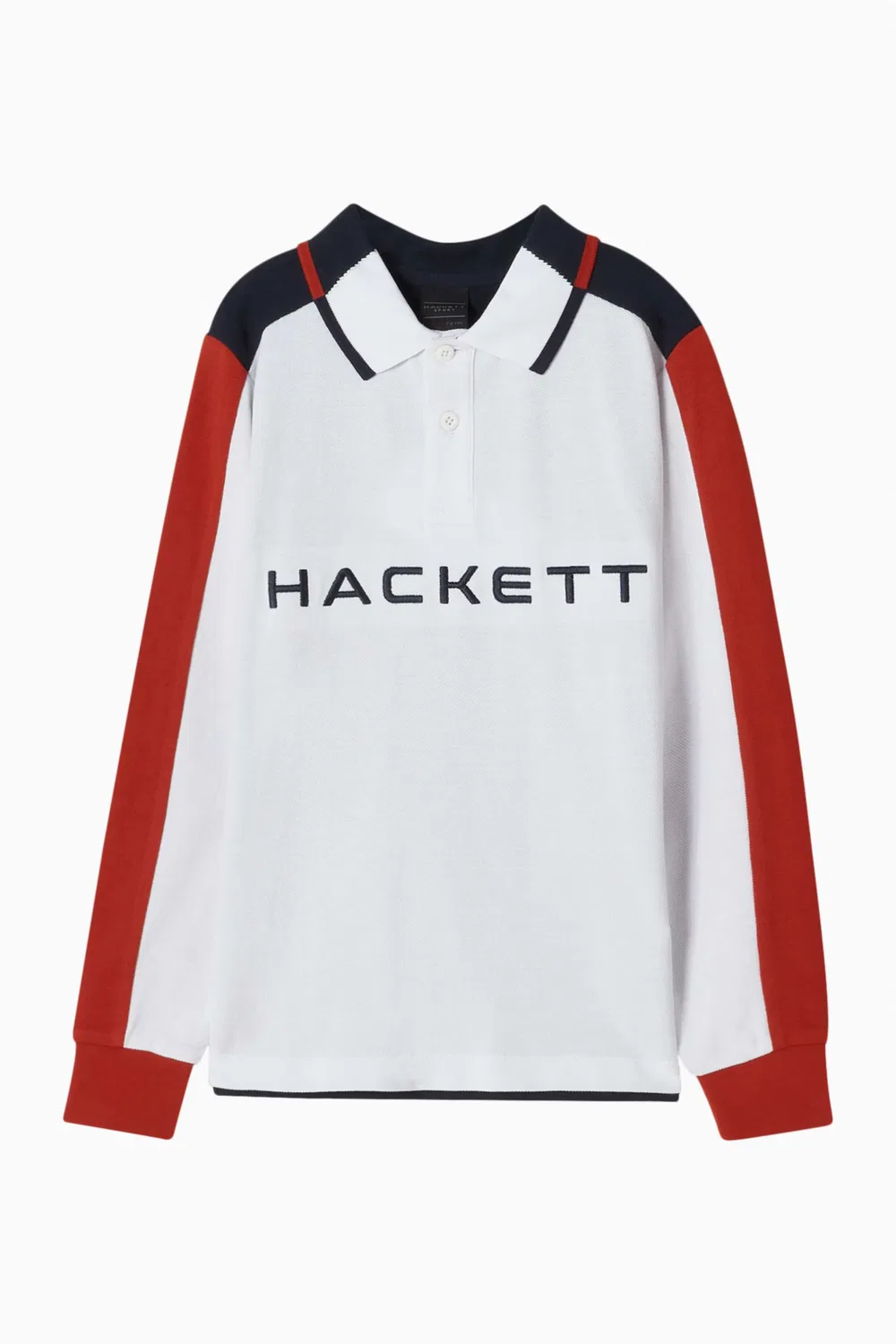 Hackett London Поло с длинным рукавом из хлопка, белый