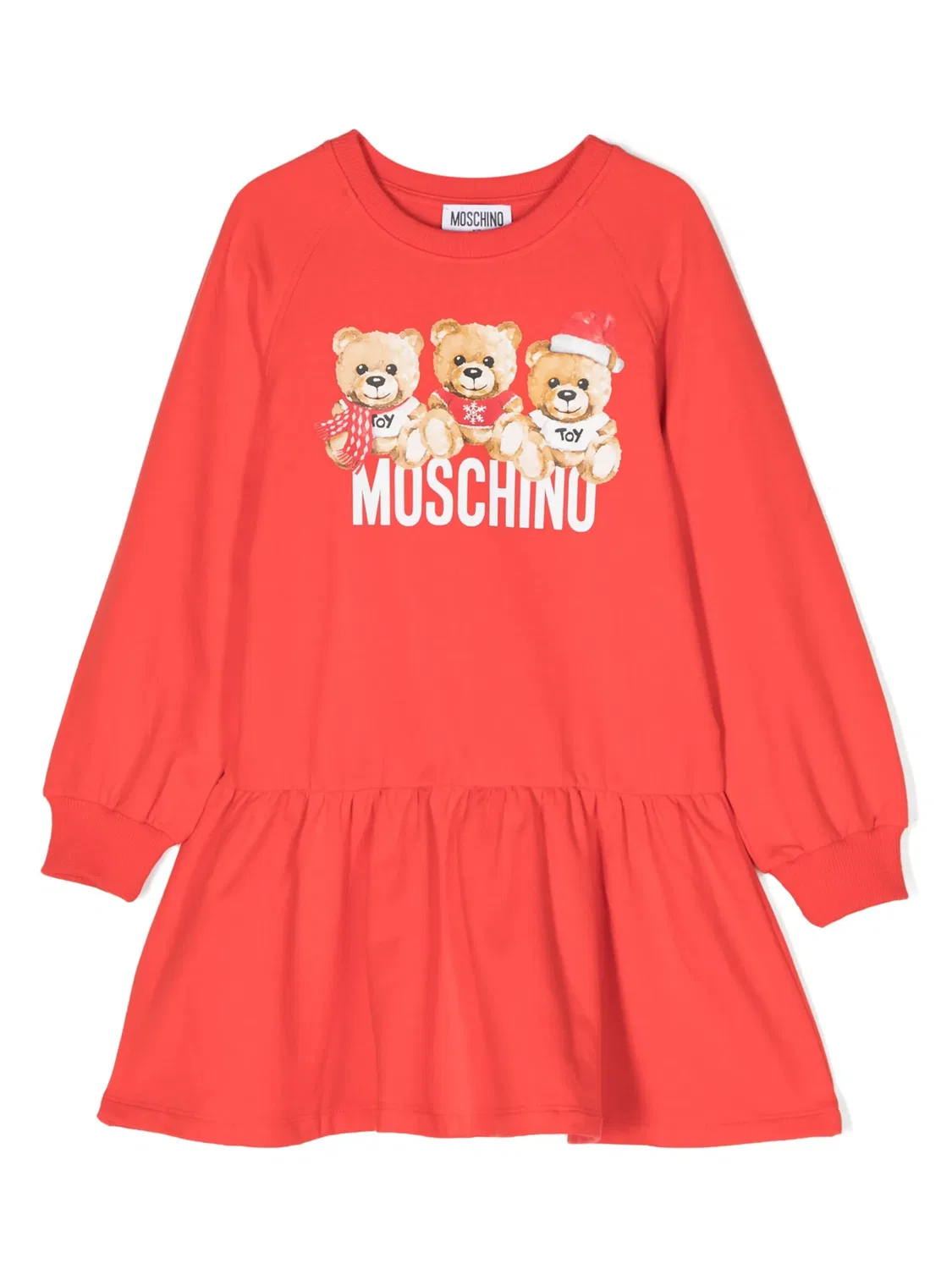 Moschino Платье с принтом Тедди в ярко-красном цвете