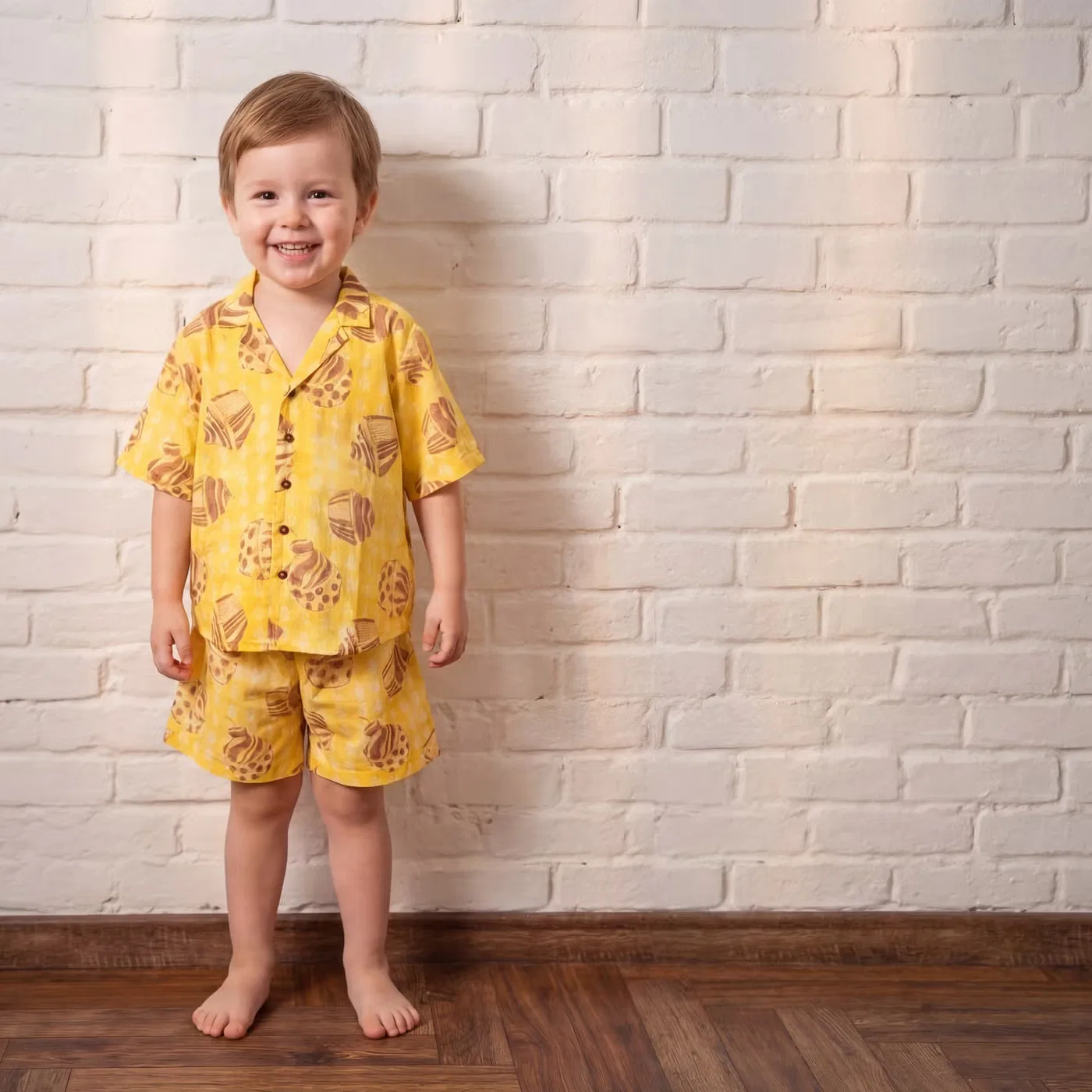 Комплект домашней одежды из органического хлопка Mini Cozy Mamma Mimos, желтый — фото 3