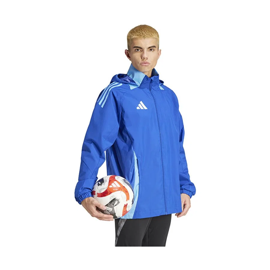 Мужская спортивная куртка с капюшоном и длинным рукавом adidas TIRO24 C Awjkt, 2XL, Синий — фото 3