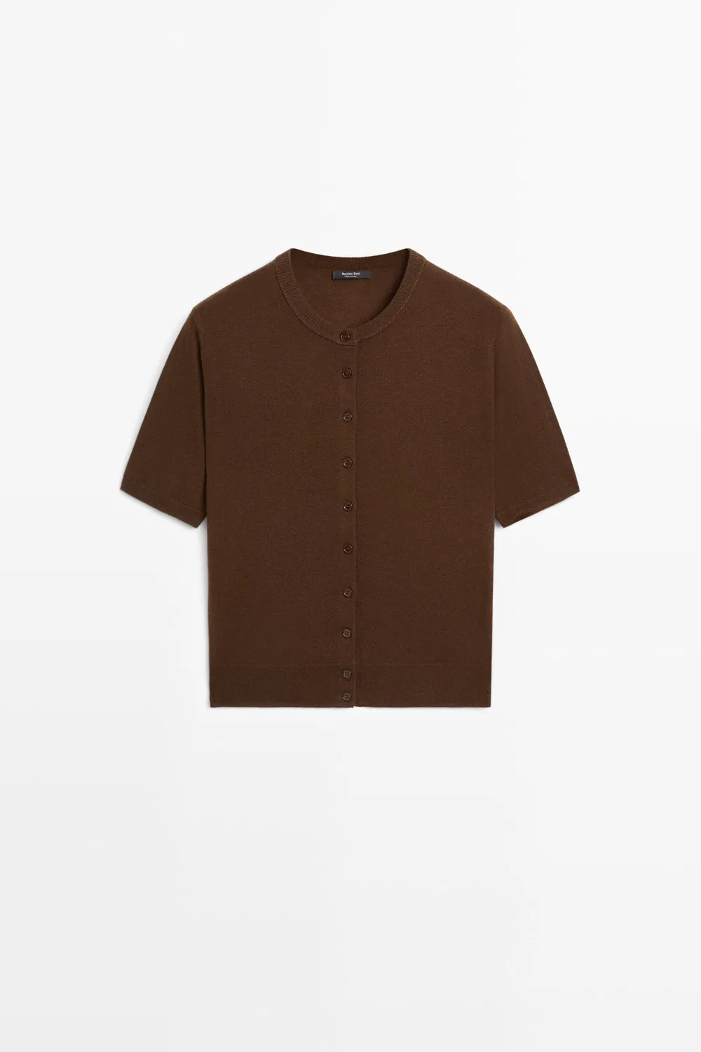 Кардиган Massimo Dutti Short Sleeve, коричневый — фото 2