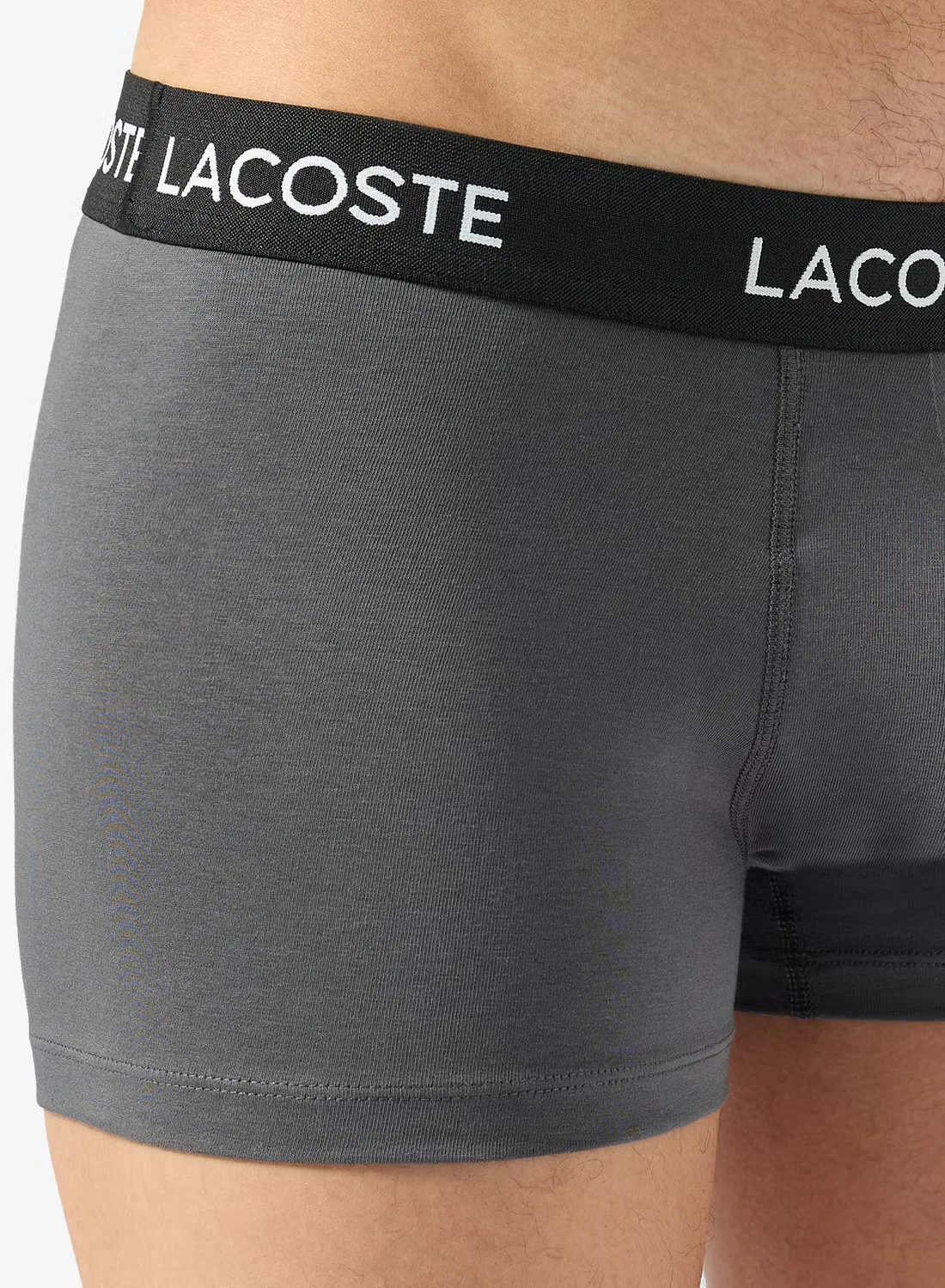Трусы-боксеры эластичные, комплект из 5 штук, Lacoste, серый — фото 4