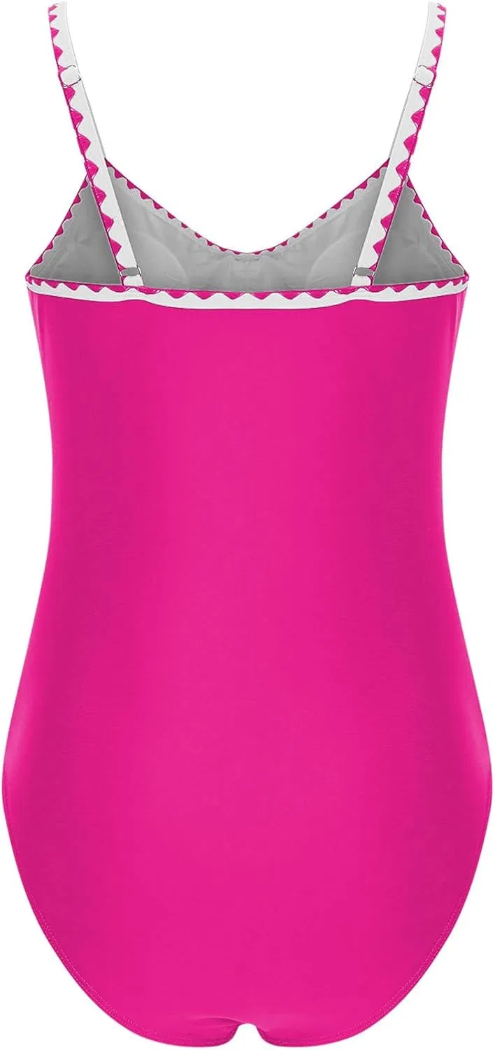 Женский слитный купальник с утяжкой живота Tankini, Hot Pink — фото 4