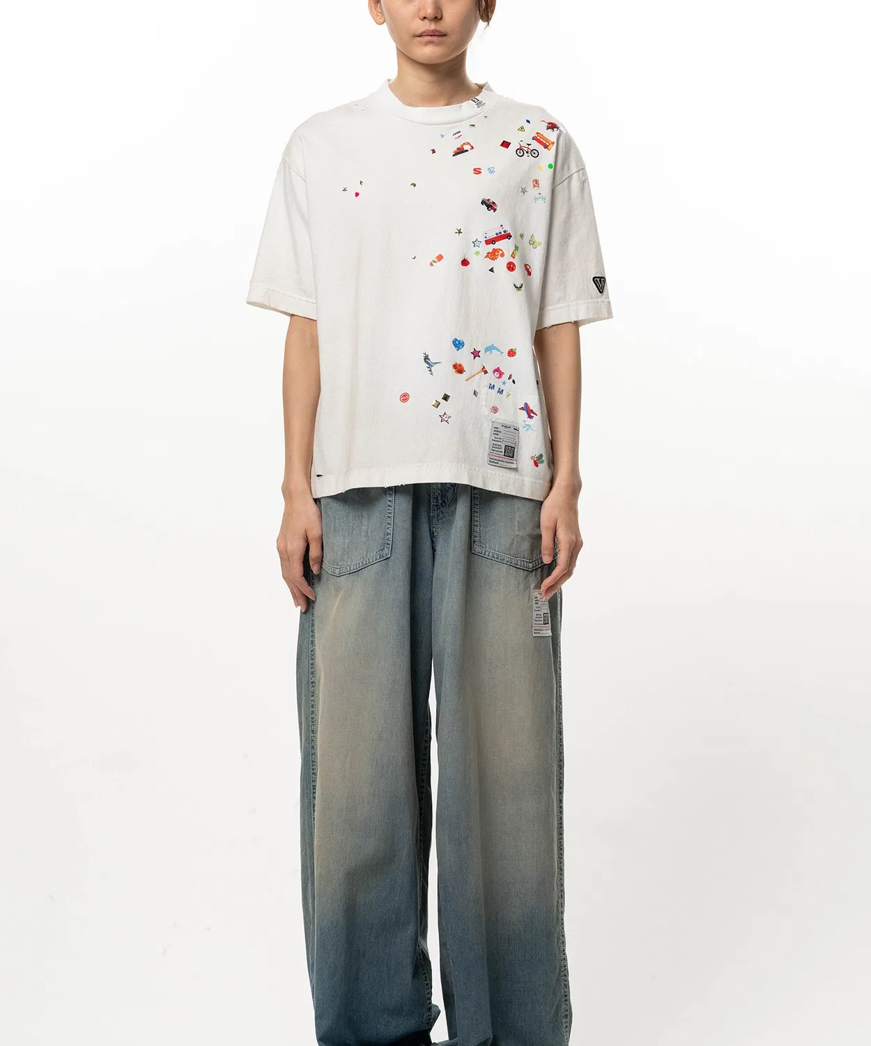 Детская футболка с принтом Kids Sticker Maison MIHARA YASUHIRO, Белый