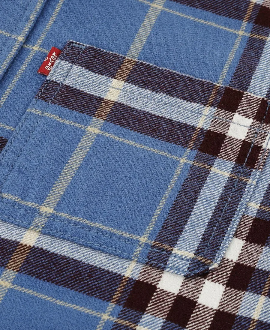 Детская рубашка-фланель с капюшоном, на пуговицах Levi's, Moonlight Blue — фото 4