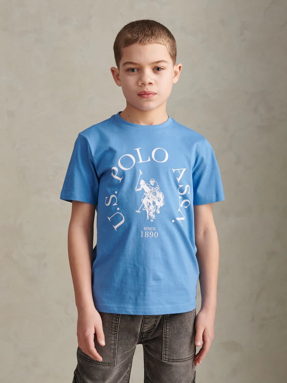 Футболка с круглым принтом U.S. Polo Assn, синяя