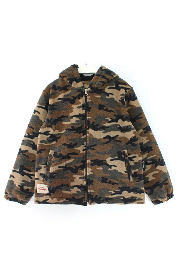 Детская куртка для девочек на молнии с капюшоном, с камуфляжным принтом Dobakids, Multicolor