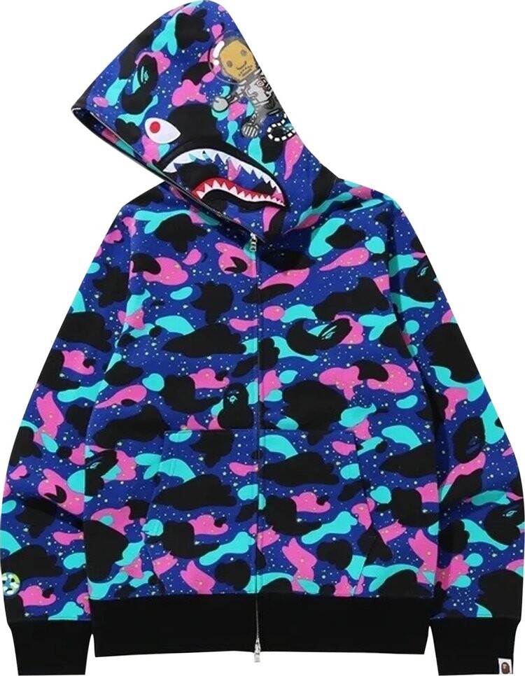 Худи BAPE x Kid Cudi Shark Full Zip Hoodie 'Navy', разноцветный — фото 3