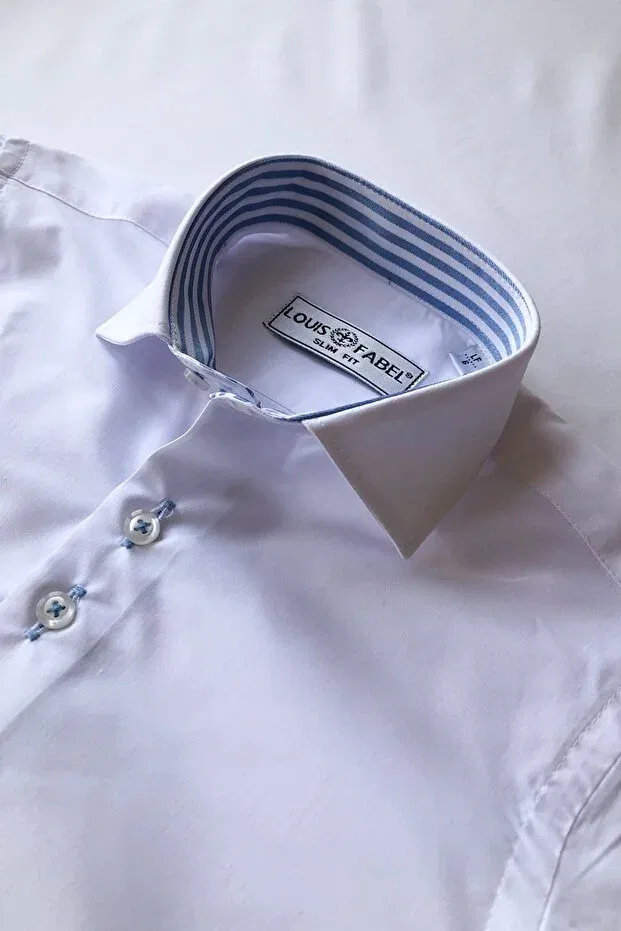 Детская рубашка для мальчиков с коротким рукавом Striped school short sleeve Louis Kids, Blue — фото 4