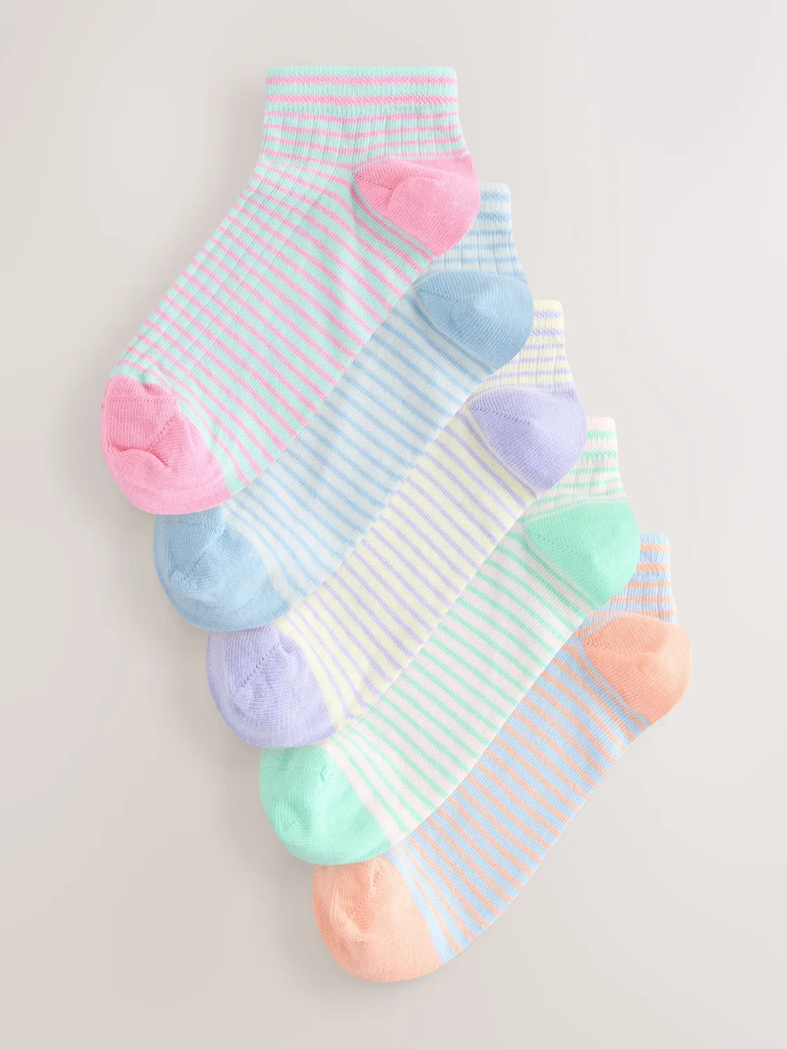 Носки спортивные Pastel Stripe Trainer, 5 пар Next, пастельные