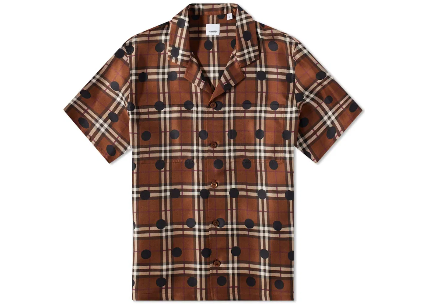 Мужская рубашка с принтом Havana Polka Dot Check Burberry, Dark Birch Brown