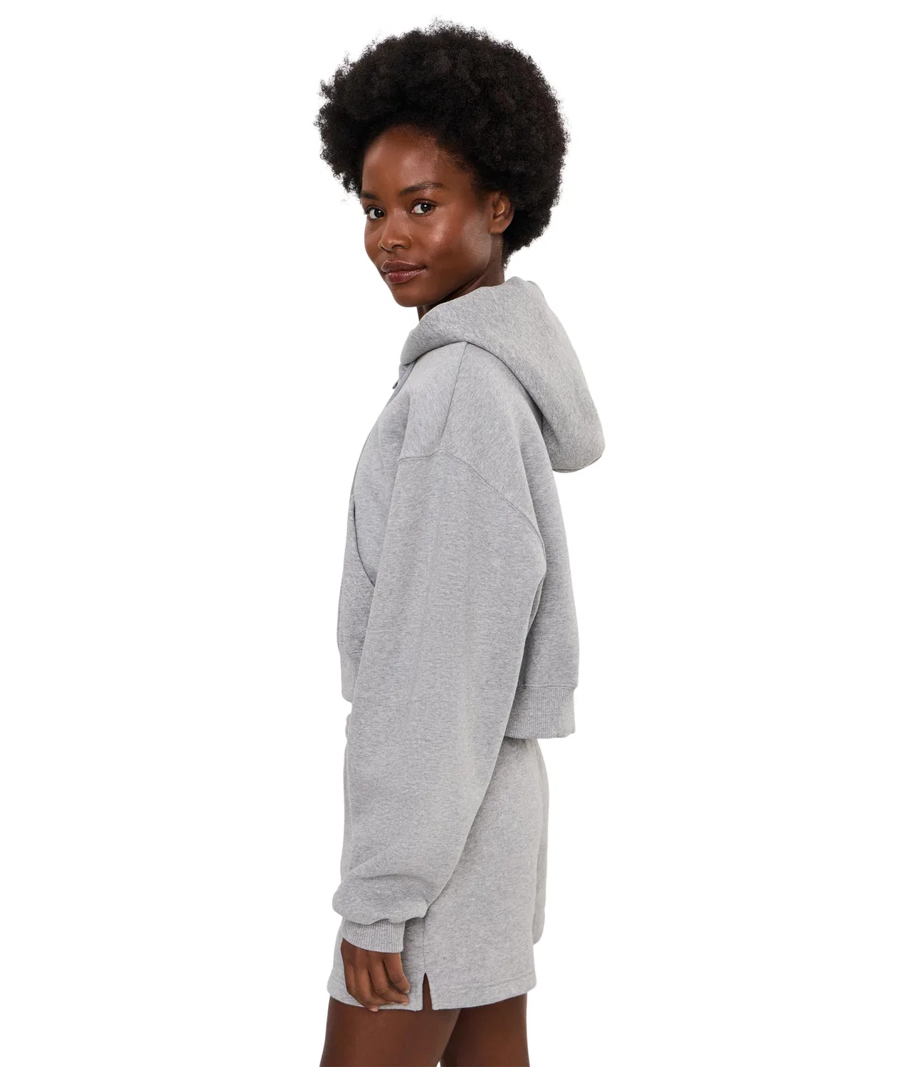 Укороченная толстовка Studio Fleece средней плотности на молнии. Nike, Dark Grey Heather/Sail — фото 3