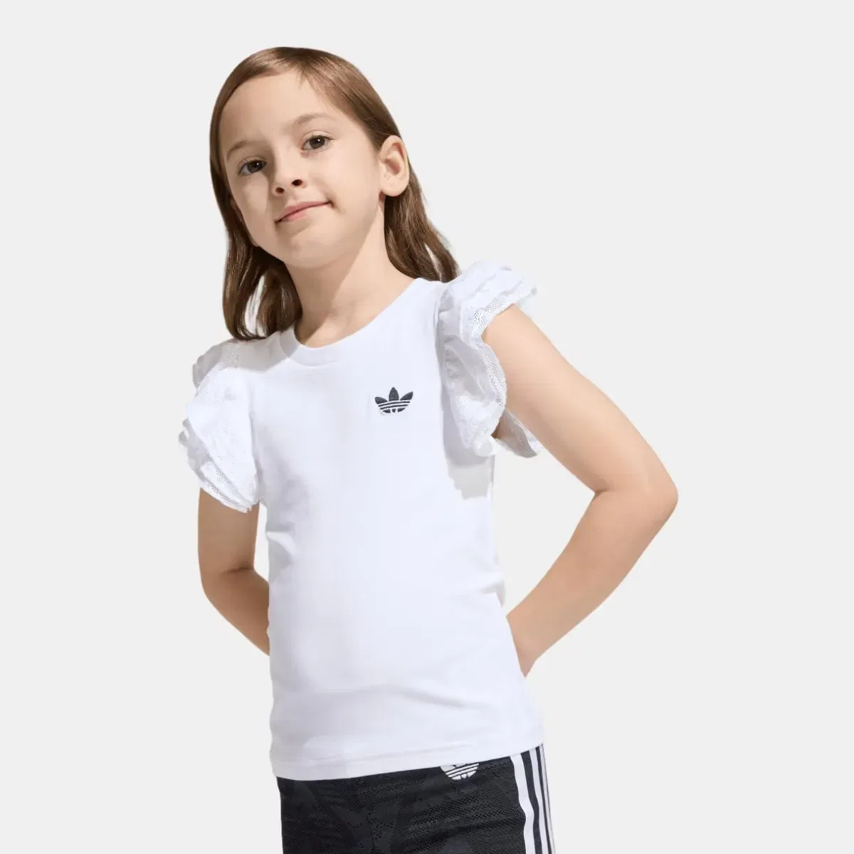 Детский спортивный комплект для девочек с кружевом Adidas Originals, Blanco