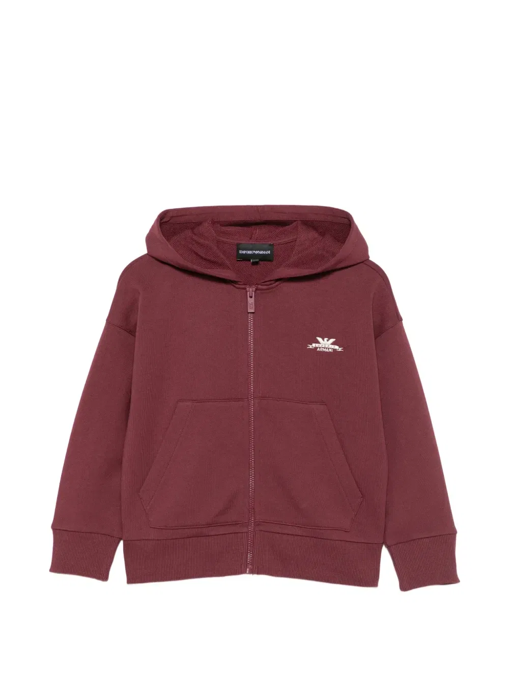 Толстовка на молнии с вышитым логотипом Emporio Armani Kids, красный