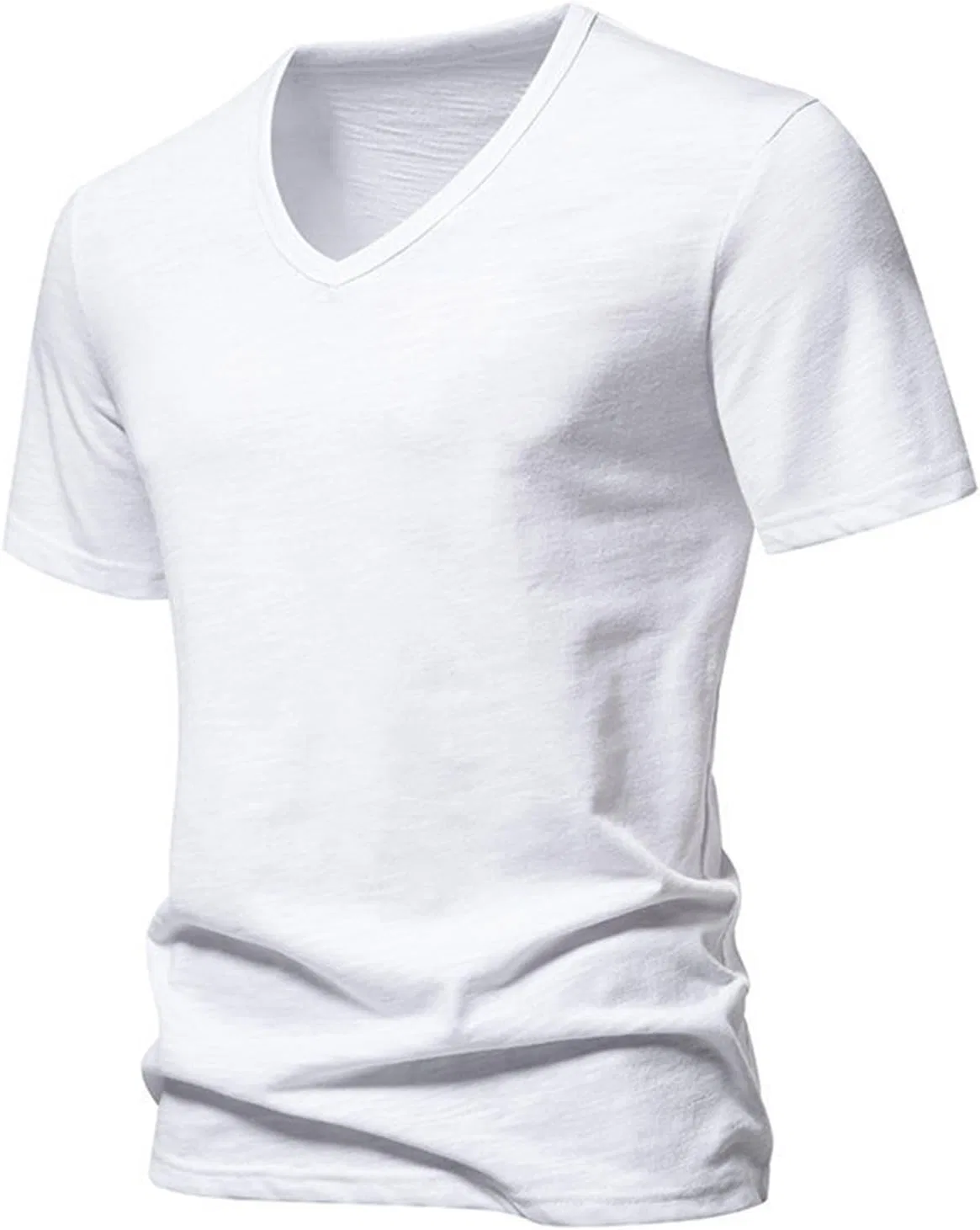 Мужская классическая футболка с V-образным вырезом Slim Fit, White — фото 2