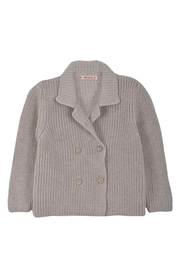 Детский кардиган для мальчиков с воротником-лацканом Minora, Beige — фото 2