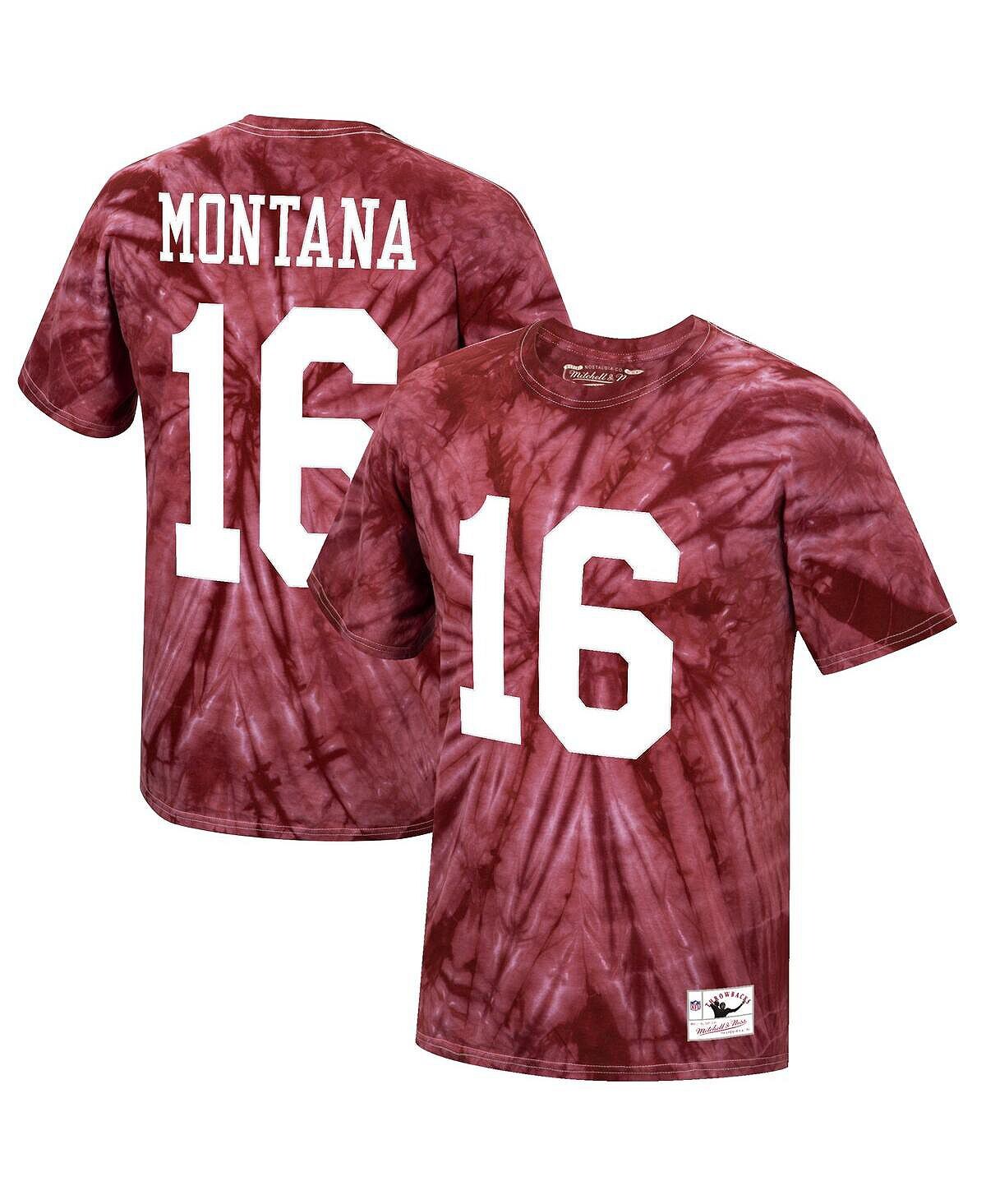 

Мужская футболка joe montana scarlet san francisco 49ers tie-dye с именем и номером игрока на пенсии Mitchell & Ness